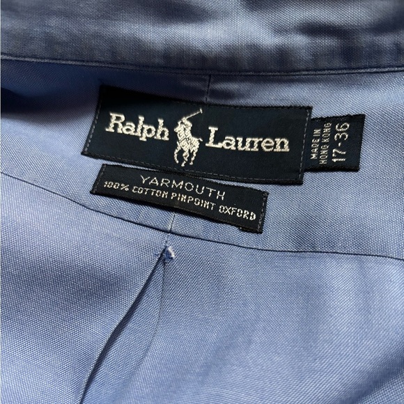 RALPH LAUREN YARMOUTH PONY LOGO OXFORD LONG SLEEVE BLUE SHIRT SZ 17-36 - Picture 4 of 6
